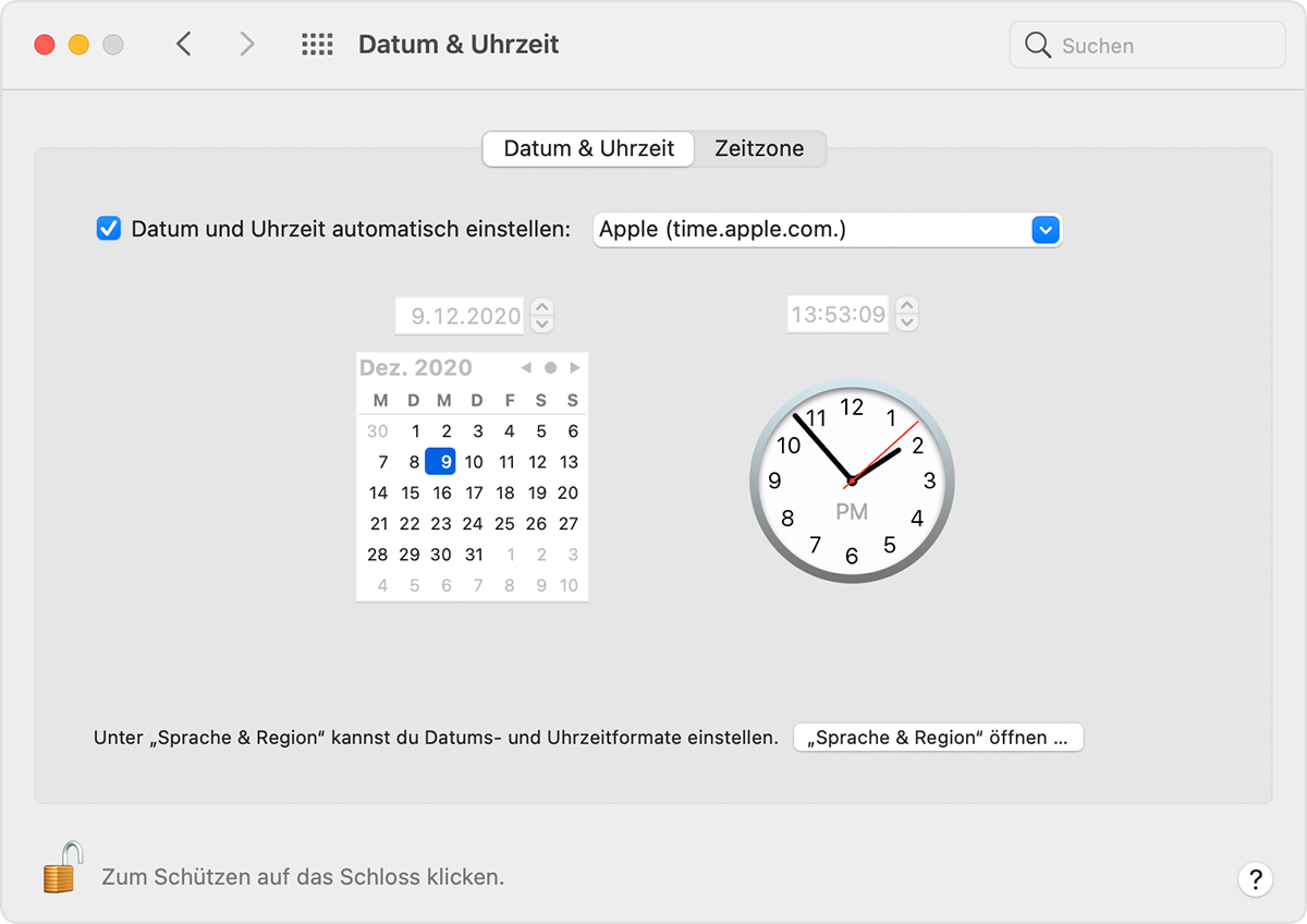 Wenn Datum oder Uhrzeit auf deinem Mac falsch sind - Apple Support (LI)