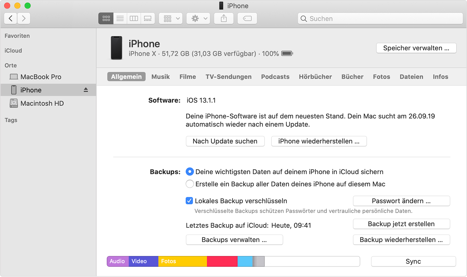 Das iPhone, iPad oder den iPod touch aus einem Backup wiederherstellen