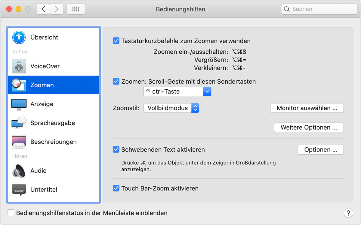 So vergrößerst oder verkleinerst du den Bildschirm auf dem Mac - Apple  Support (DE)