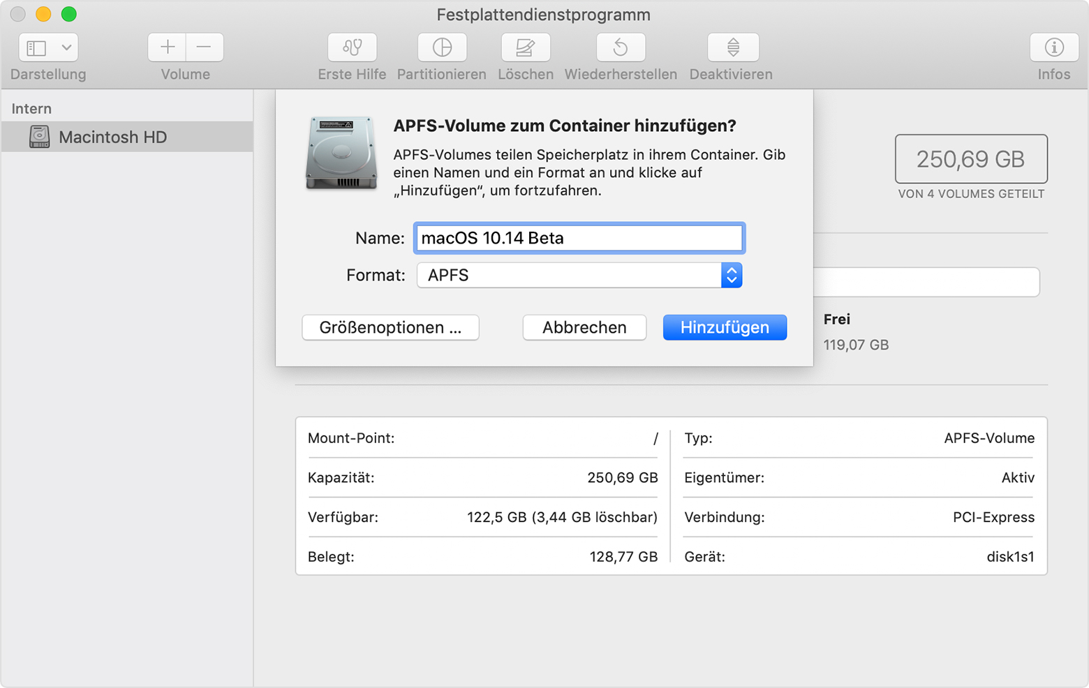 macOS auf einem separaten APFS-Volume installieren - Apple Support (DE)