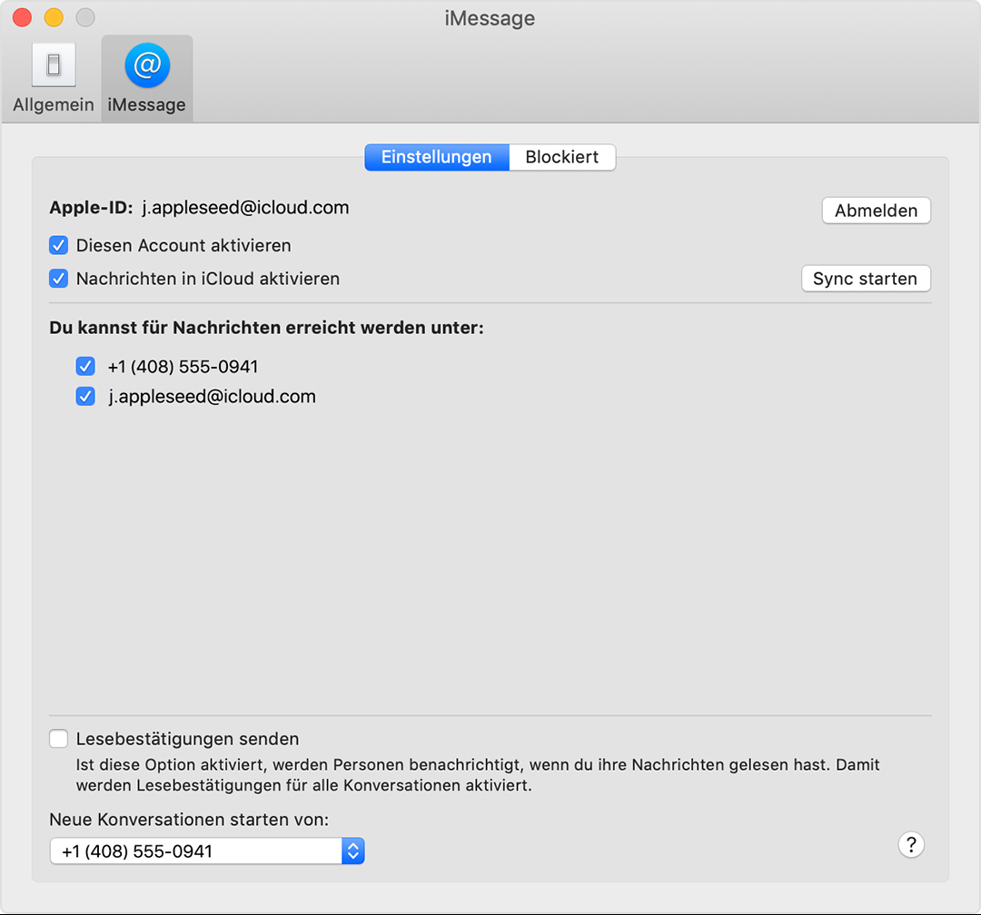 imessage auf mac mit handynummer