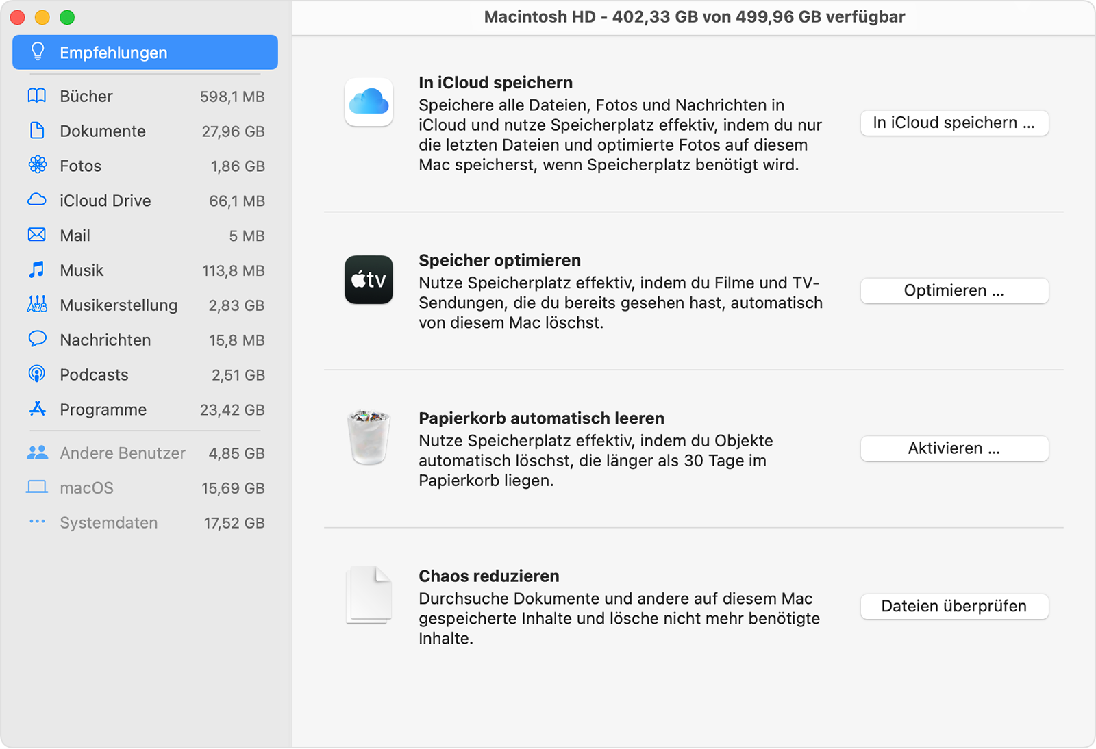 Speicherplatz auf dem Mac freigeben - Apple Support (DE)