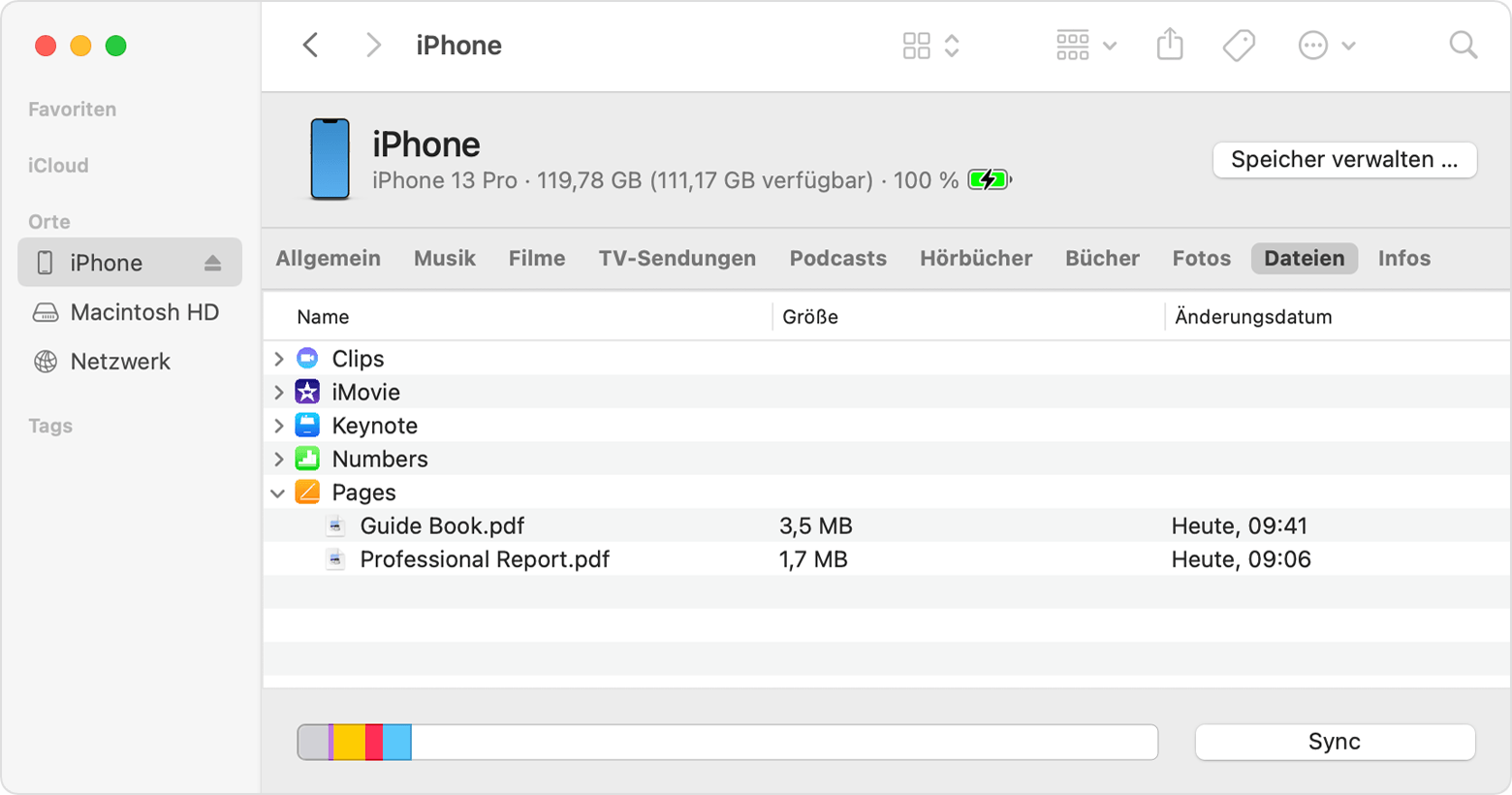 Verwende den Finder, um Dateien zwischen deinem Mac und deinem iPhone, iPad  oder iPod touch freizugeben. - Apple Support (DE)
