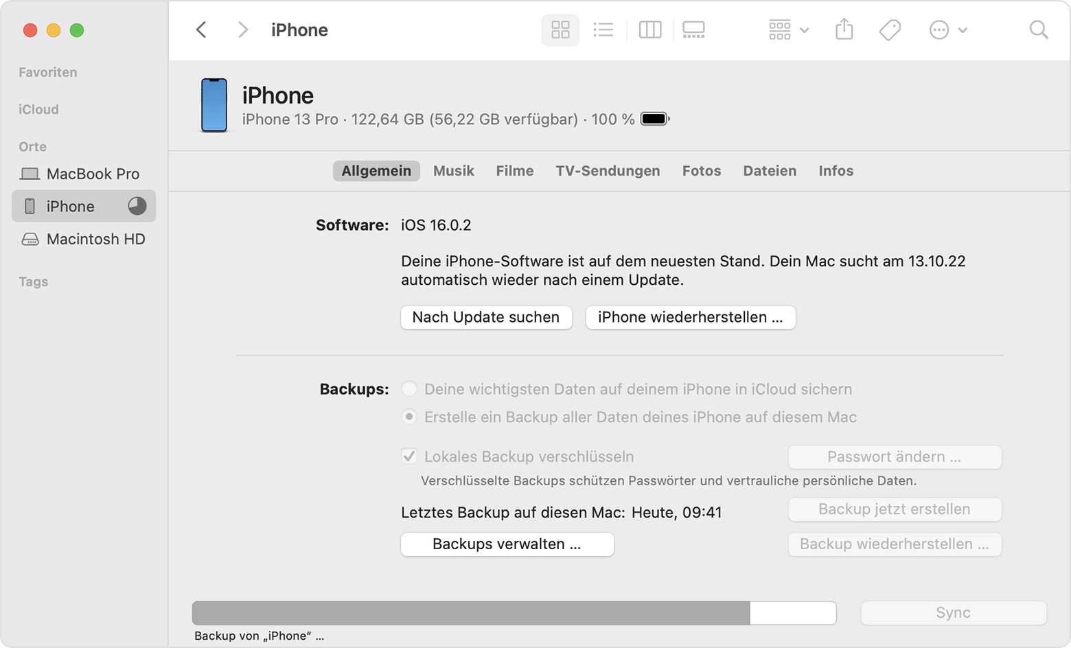 So erstellst du mit dem Mac ein Backup deines iPhone, iPad oder iPod touch  - Apple Support (DE)