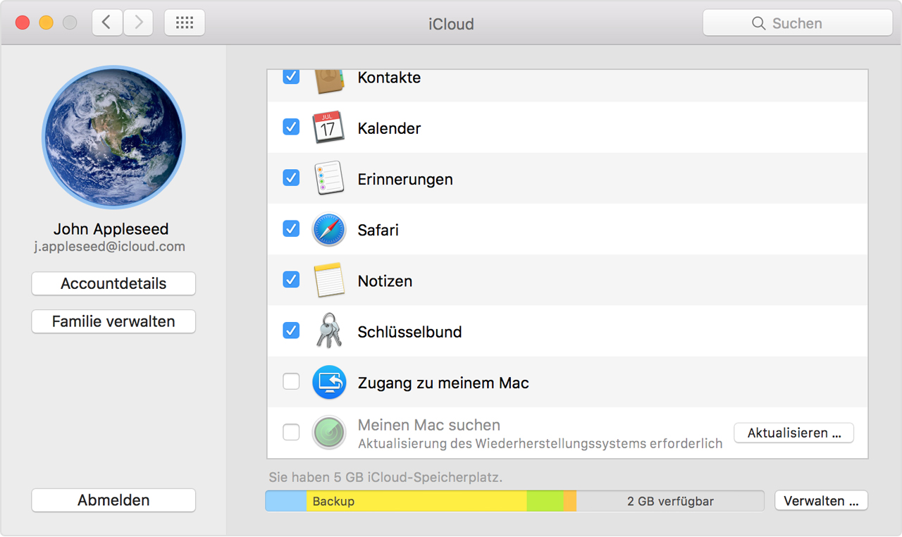 Meinen Mac suchen" ist abgeblendet und "Aktualisierung des  Wiederherstellungssystems erforderlich" wird angezeigt - Apple Support (DE)