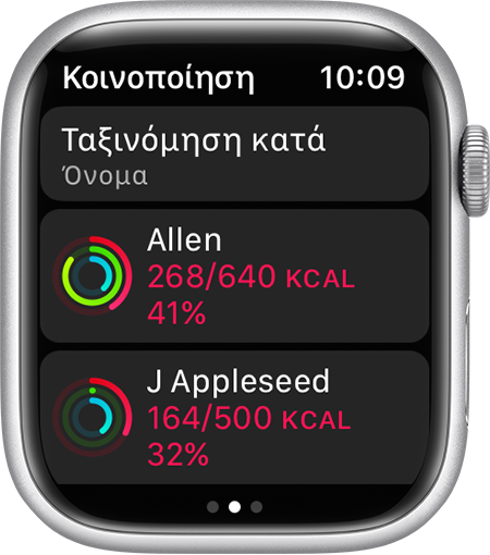 Συγκρίνετε την πρόοδο της δραστηριότητάς σας στο Apple Watch