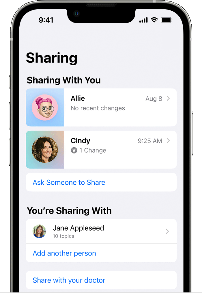 Share And View Health Data In The Health App - Apple Support