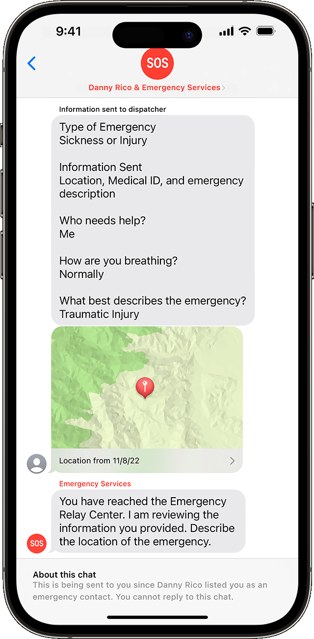 Share a transcript of Emergency SOS via satellite texts