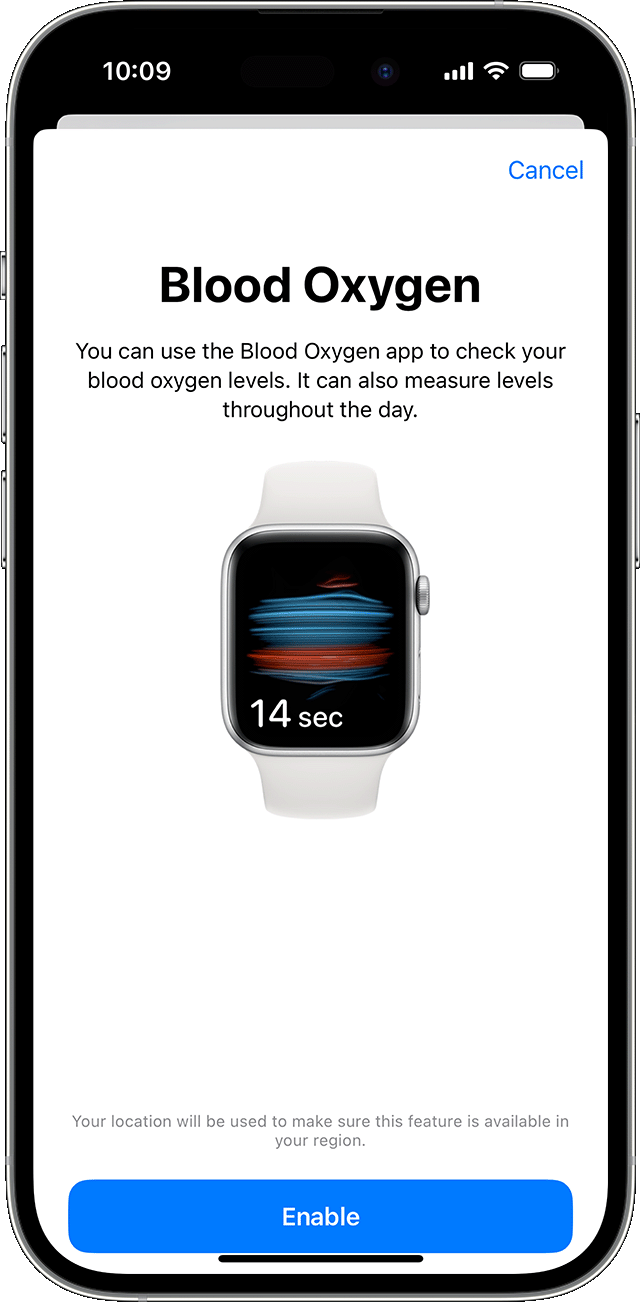 An iPhone showing the initial setup screen for the Blood Oxygen app.