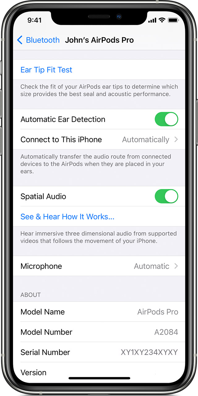 Spatial audio in Bluetooth settings on your iOS device