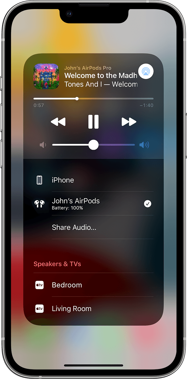 Control Center screen on your iPhone