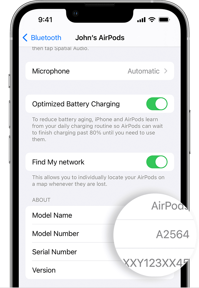 ios15 iphone13 pro settings bluetooth model number callout