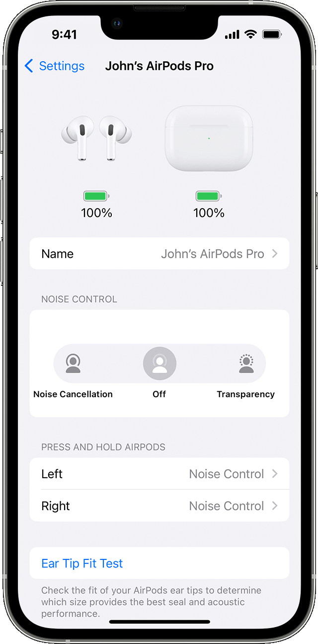 the settings of your and AirPods Pro Support