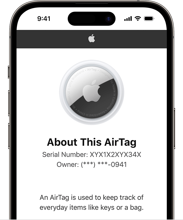 Image of AirTag serial number