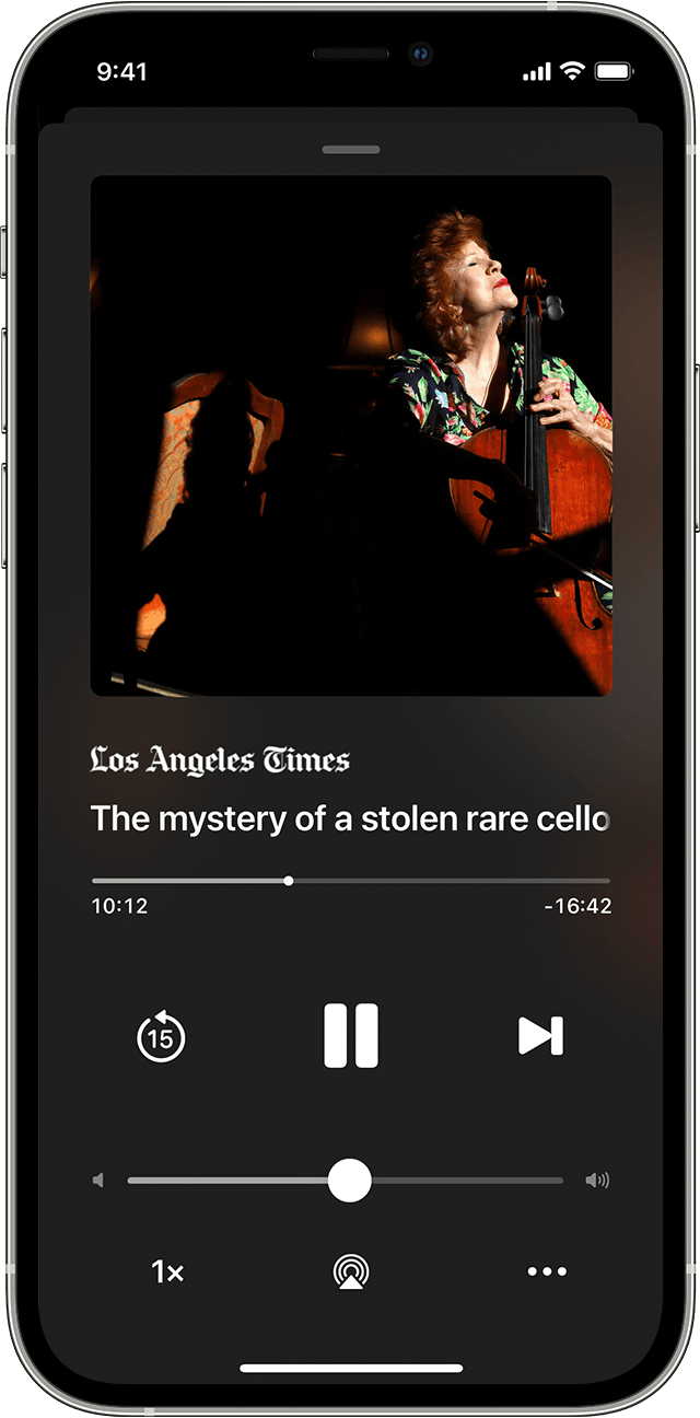 The audio player in the News app on iPhone