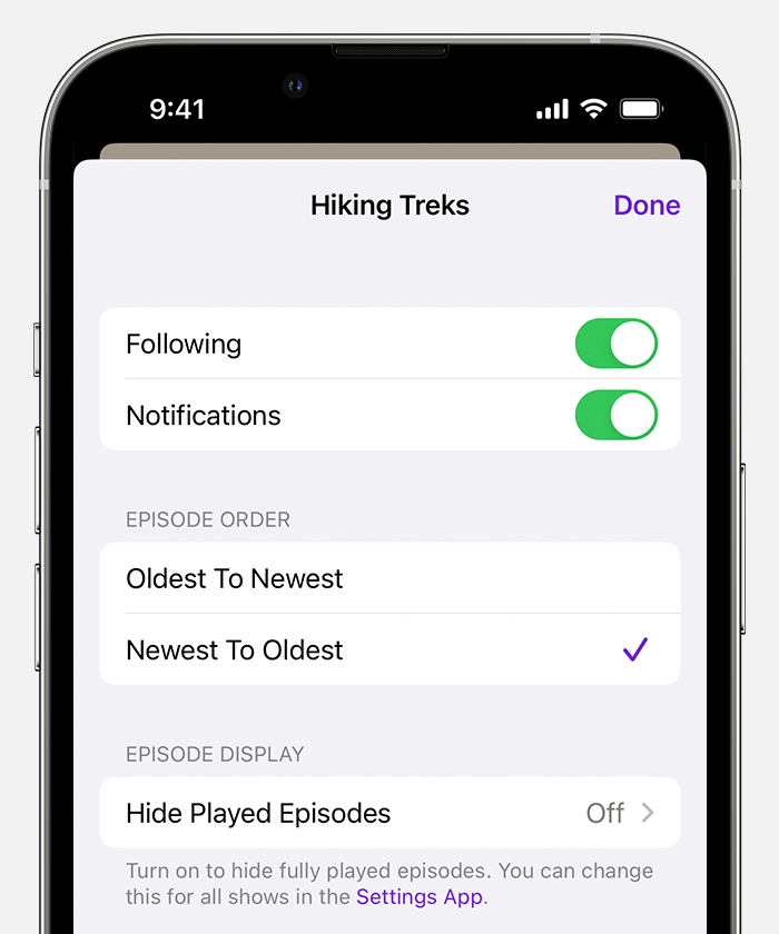 Newest to Oldest in Podcast Settings