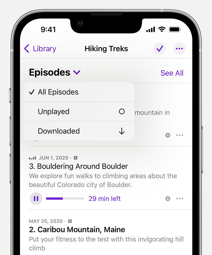 All Episodes in the Episodes filter menu
