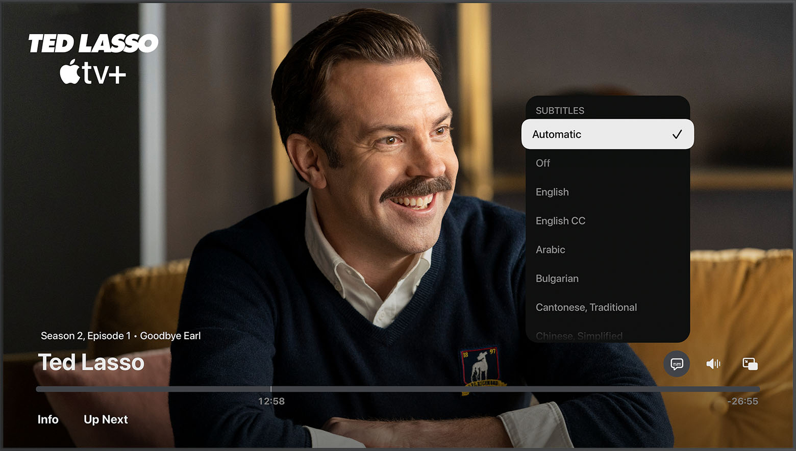 Subtitle options in the Apple TV app on Apple TV, smart TV and streaming device