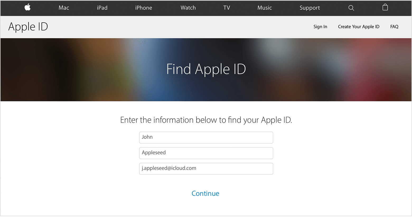 find apple id with name and birthday