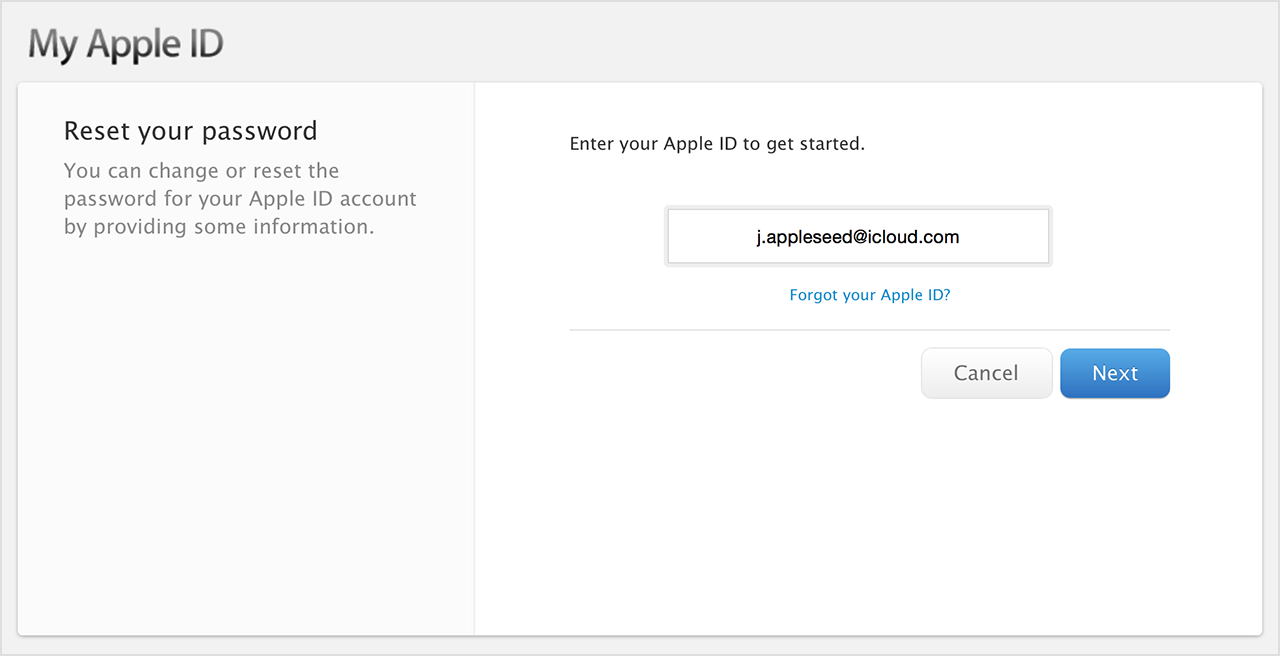 forgotten apple id password