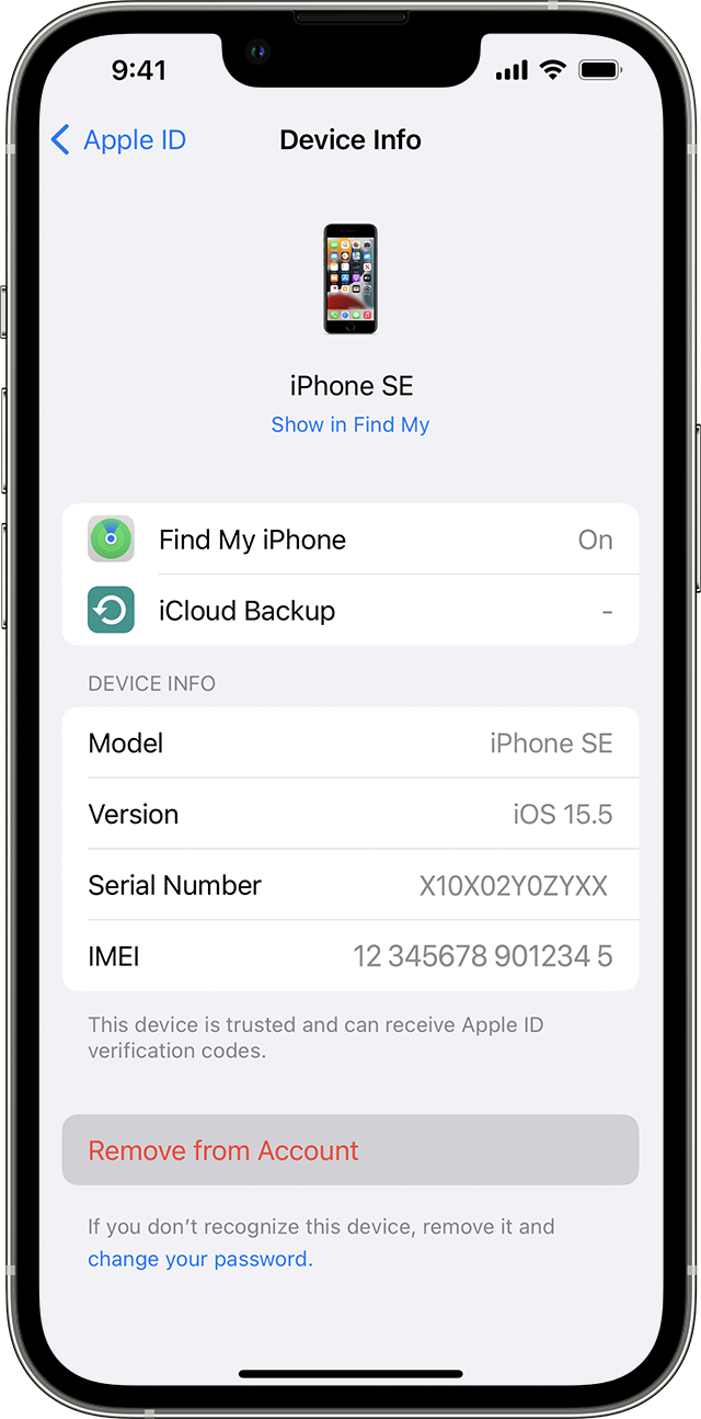Remove a device from your device list on iPhone