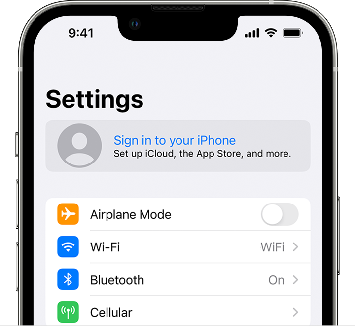 Logige iPhone’is Apple’i ID-sse sisse rakenduses Settings (Seaded)