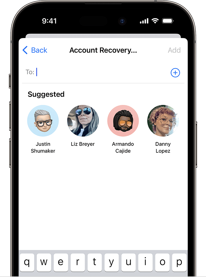 On iPhone, choose a contact to be your recovery contact