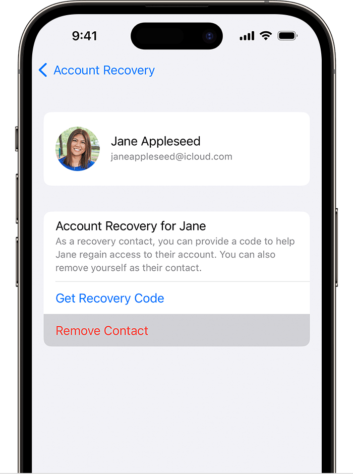 On iPhone, remove yourself as someone's recovery contact