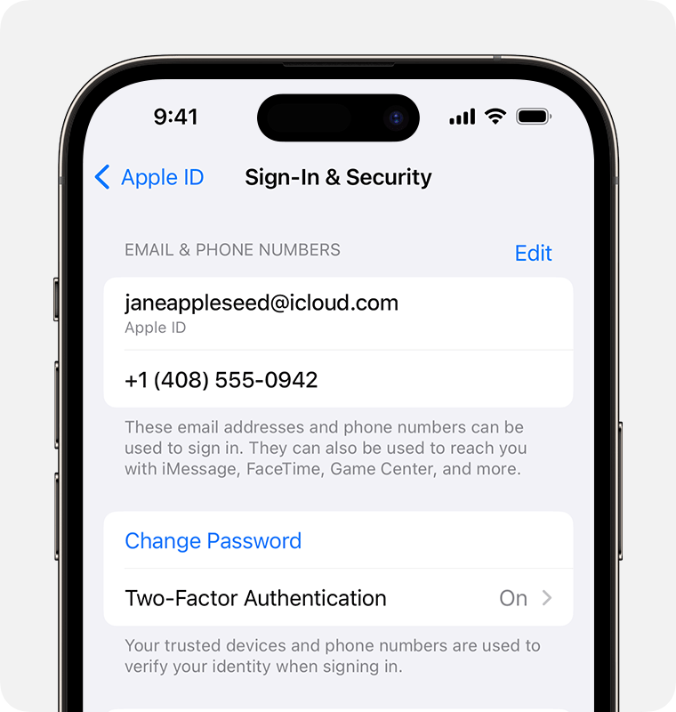 iPhone screen showing how to change Apple ID password
