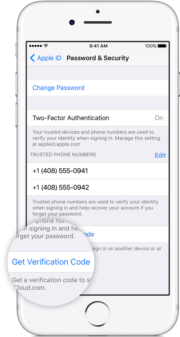 verification apple code trusted sign device password support authentication factor screen settings