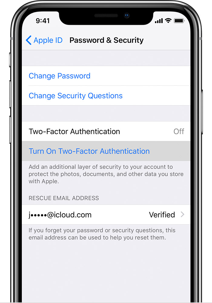 ios12 1 iphone x settings apple id password security turn on two factor - 为 Apple ID 设置双重认证