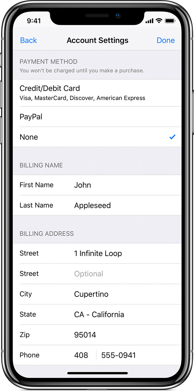 how to make payment method none on iphone