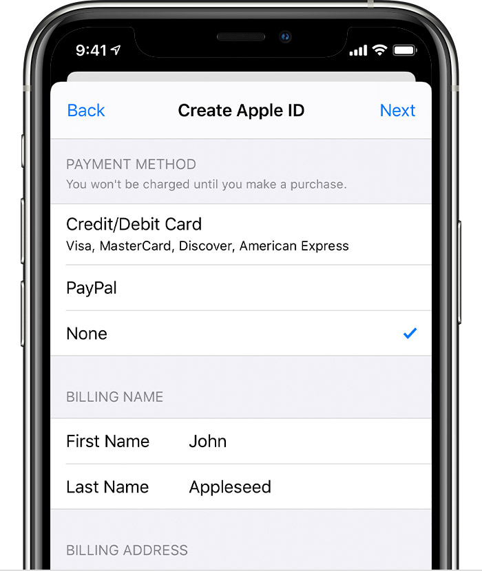 Создание и использование идентификатора Apple ID без указания способа оплаты