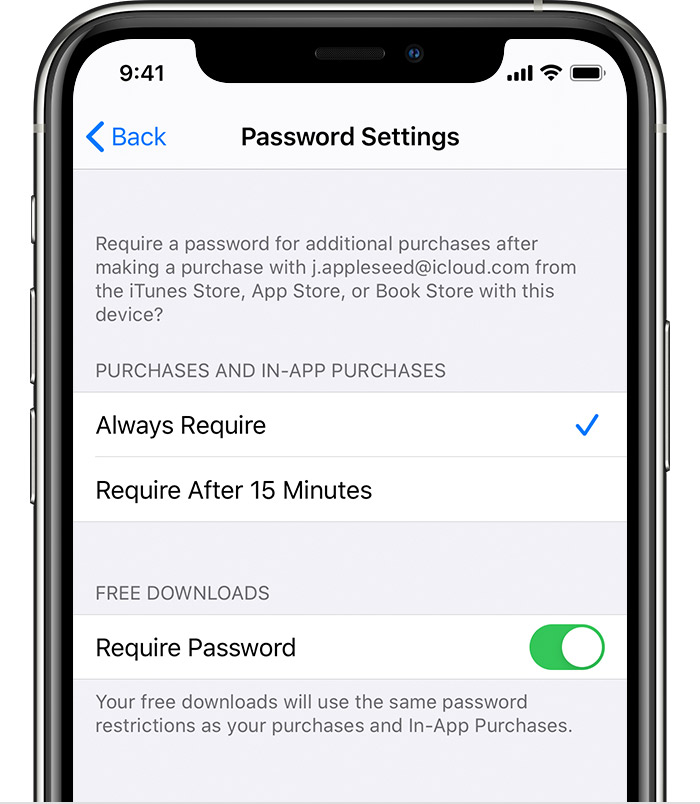 Manage Your Itunes Store And App Store Password Preferences Apple Support