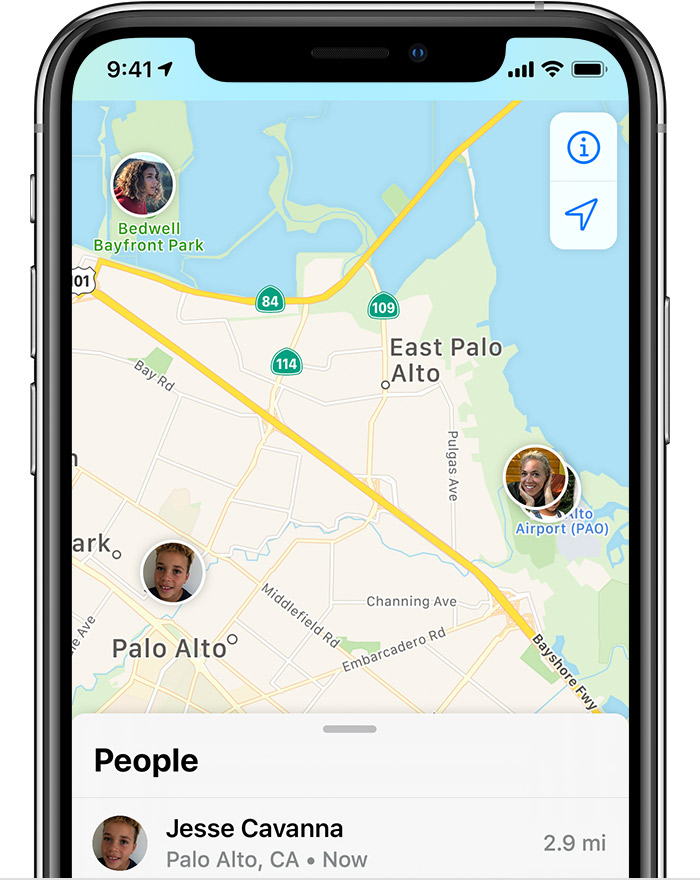 The Find My app can show your location to friends and family