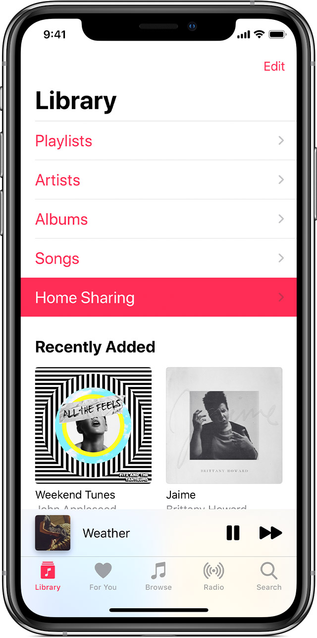 new itunes home sharing on