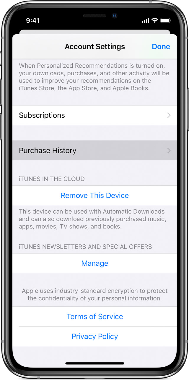 check itunes purchase history on iphone