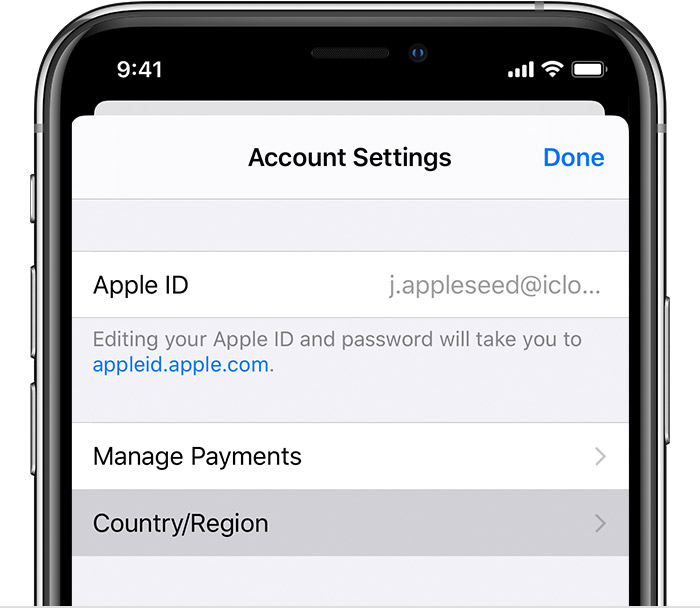 iPhone showing the Account Settings page.