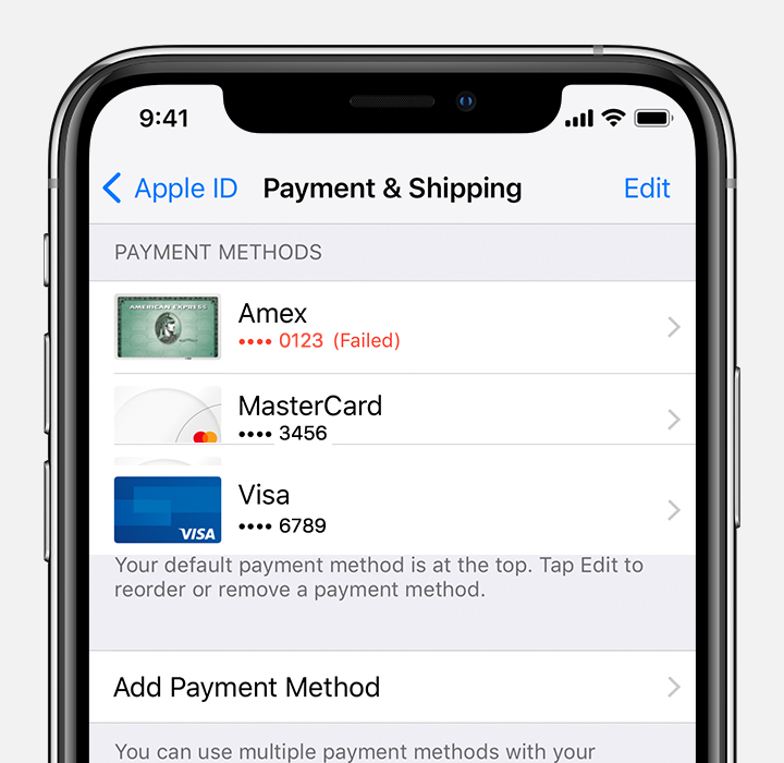 Your payment method was declined что делать apple