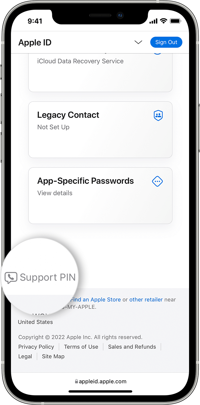 Tap Support Pin to generate a Support PIN