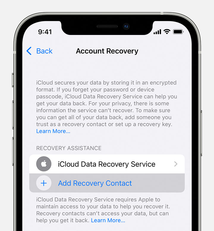 Set up an account recovery contact - Apple Support (AE)