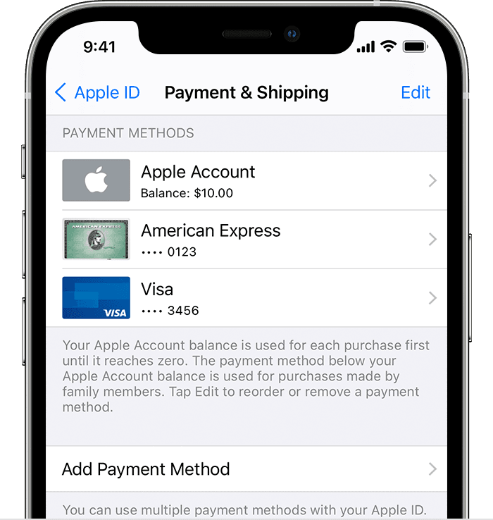 Change Add Or Remove Apple Id Payment Methods Apple Support