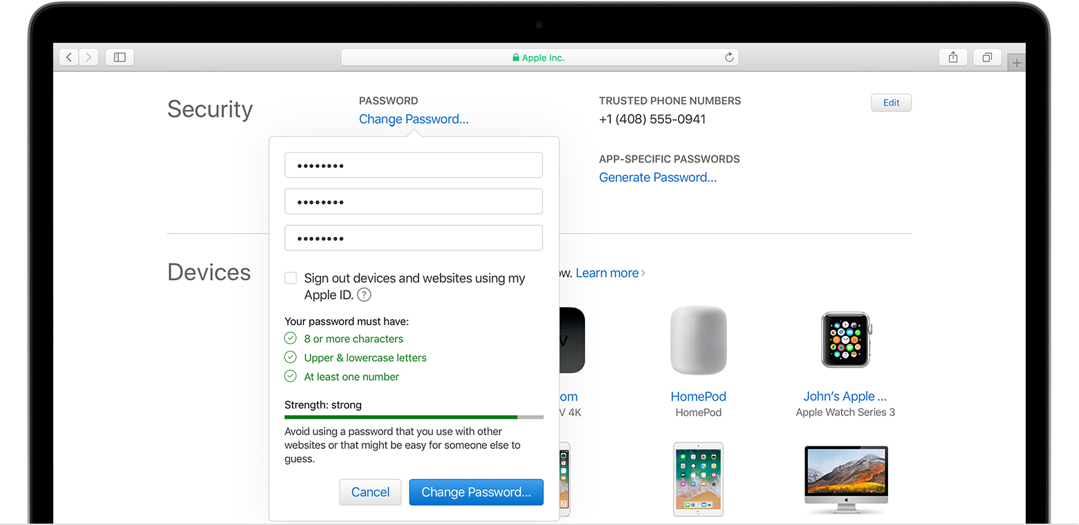 mac change password for internet account