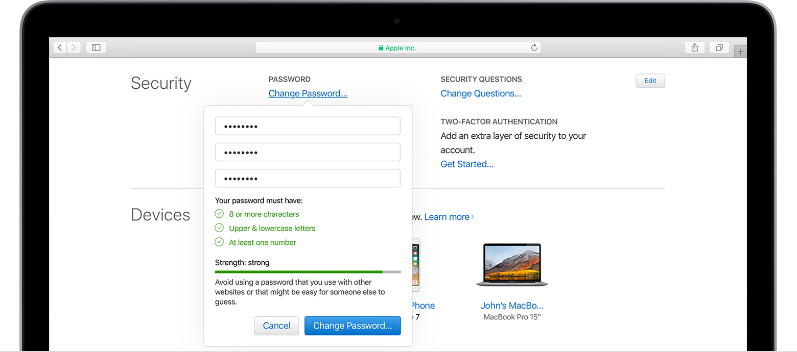 change mac password with apple id