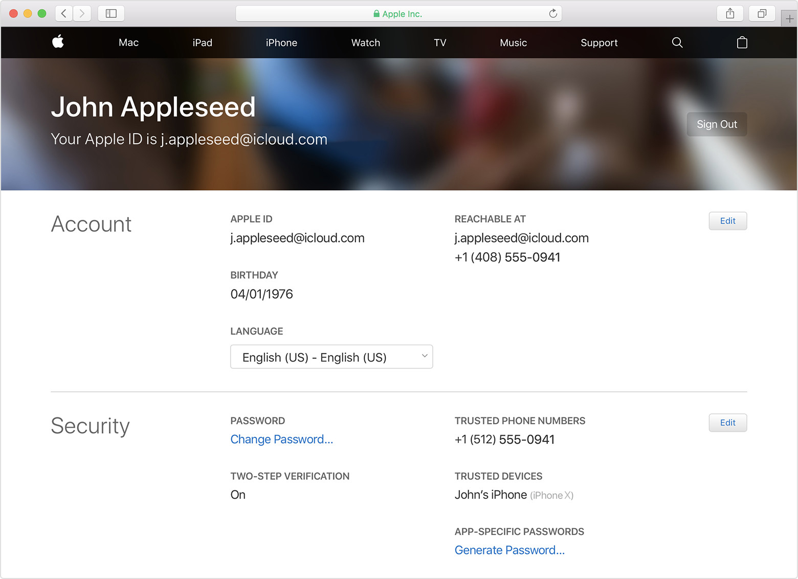 Switch From Two Step Verification To Two Factor Authentication - apple id account page