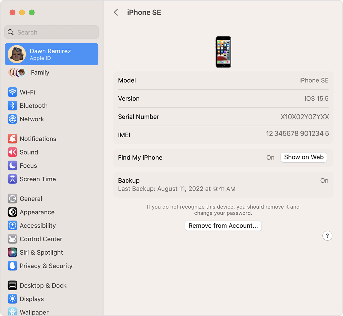 Ein Gerät aus deiner Apple-ID-Geräteliste auf dem Mac entfernen