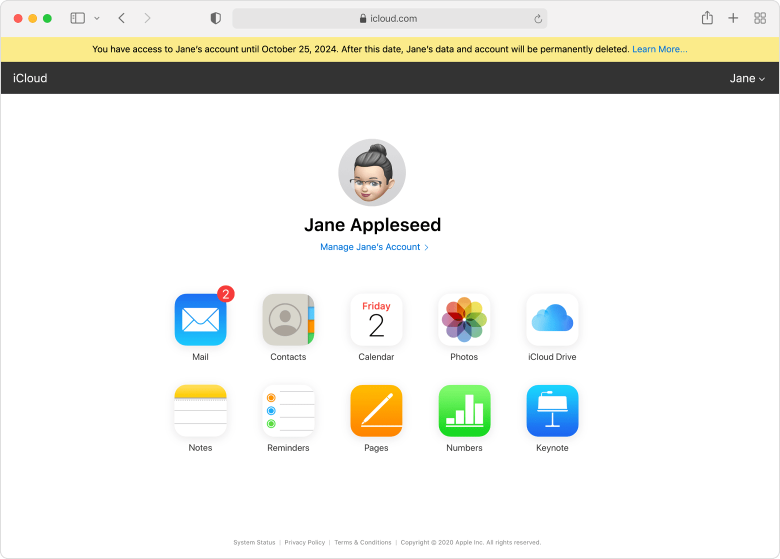 Nadat u bent ingelogd met uw Apple ID voor erfeniscontacten, hebt u toegang tot materiaal dat uw contactpersoon in iCloud op internet heeft opgeslagen.