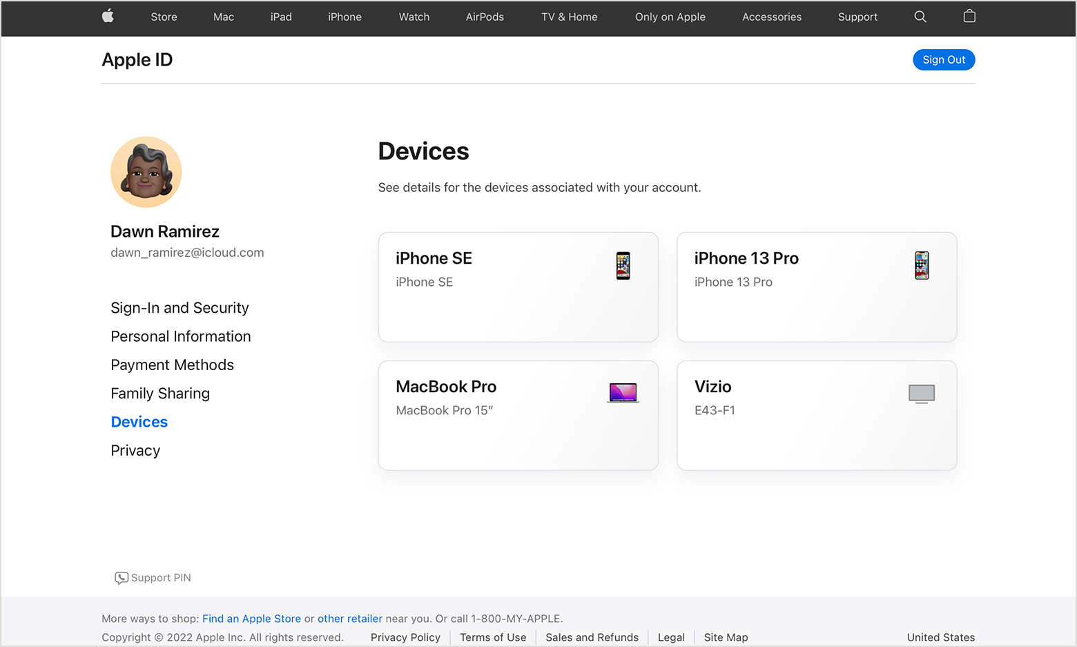 Find which devices that you're signed in to with your Apple ID on the web