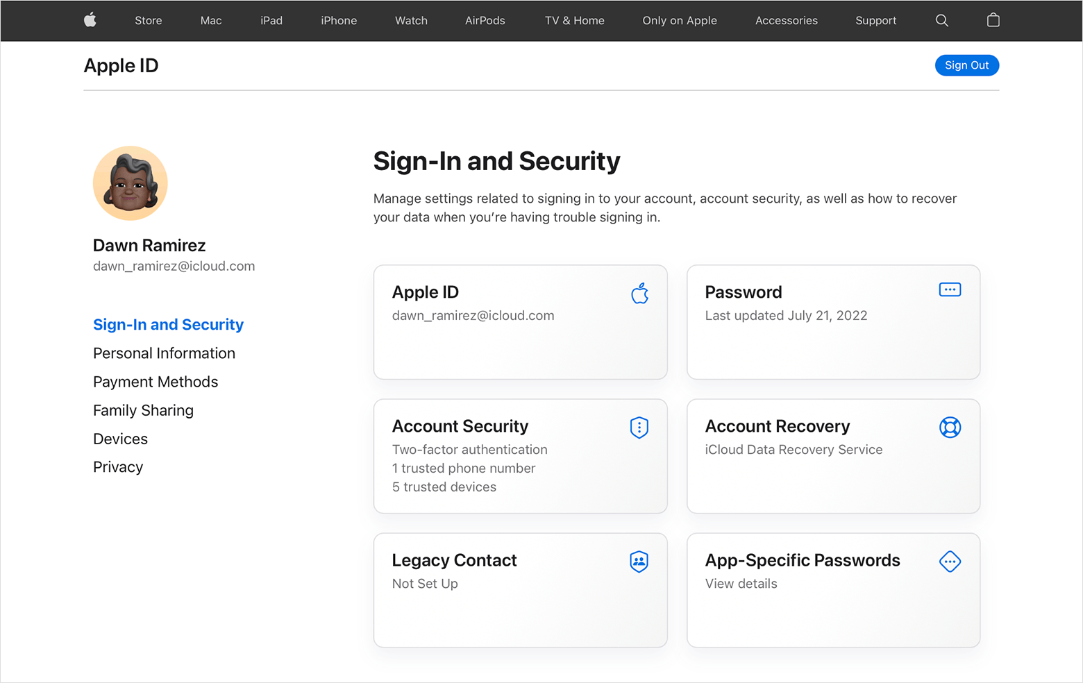 Change your Apple ID password on the web
