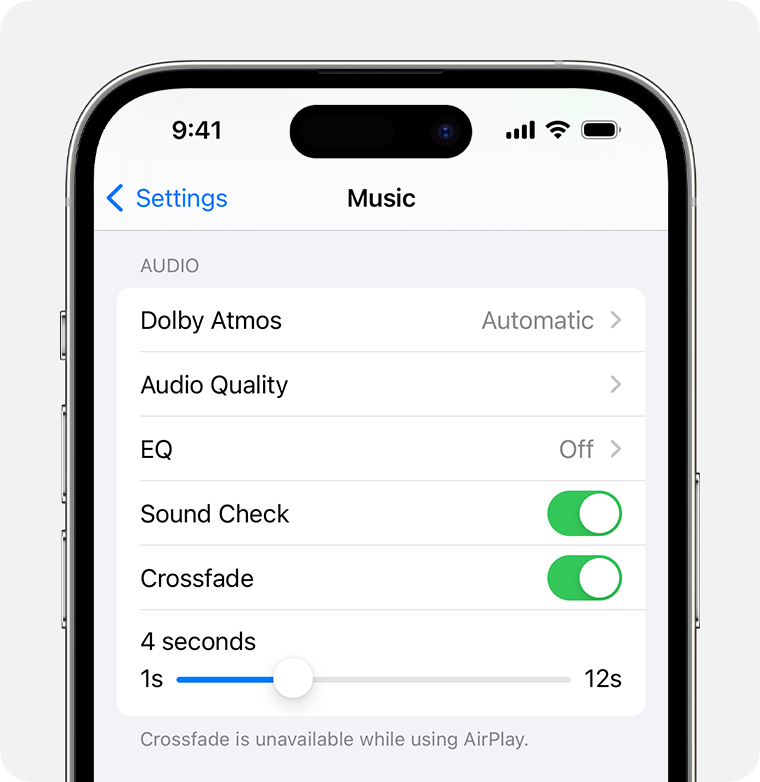 How to turn on crossfade in the Apple Music app – Apple Support (AU)